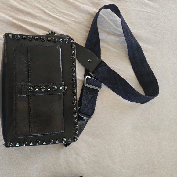 Valentino Garavani Black Rockstud Rolling Bag with Guitar Strap - Picture 6 of 7